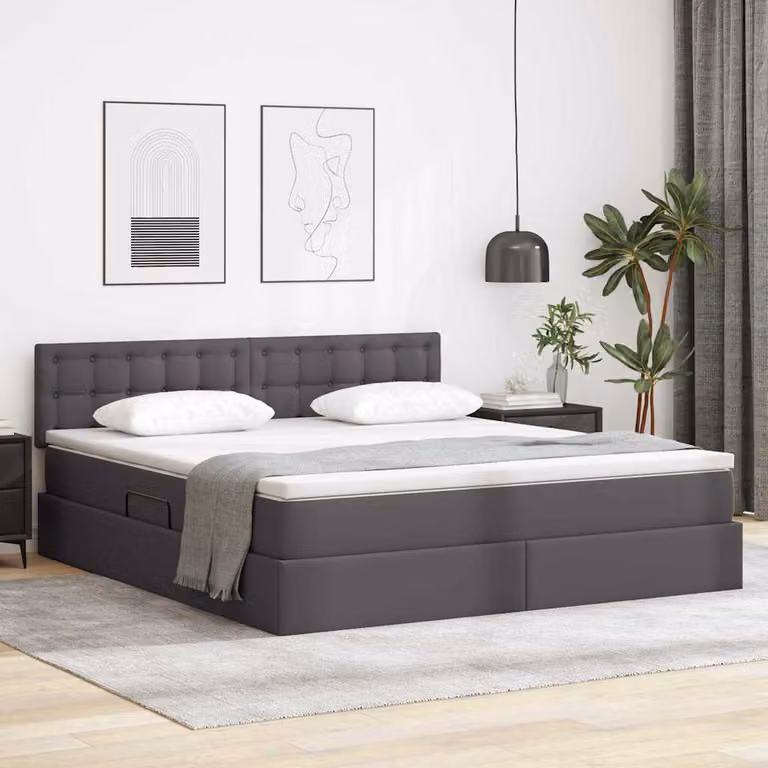 Letto con contenitore e materasso vidaXL Grigio L/P/H: 180 x 200 x 280 cm