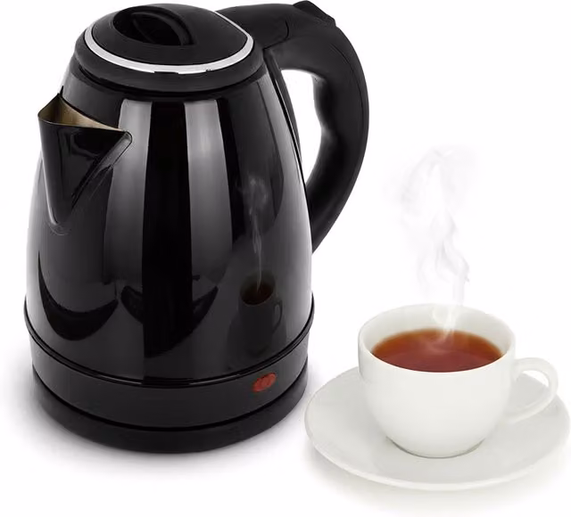 Bollitore elettrico KASANOVA in acciaio inox nero con funzione di spegnimento automatico, capacità 1,5 l