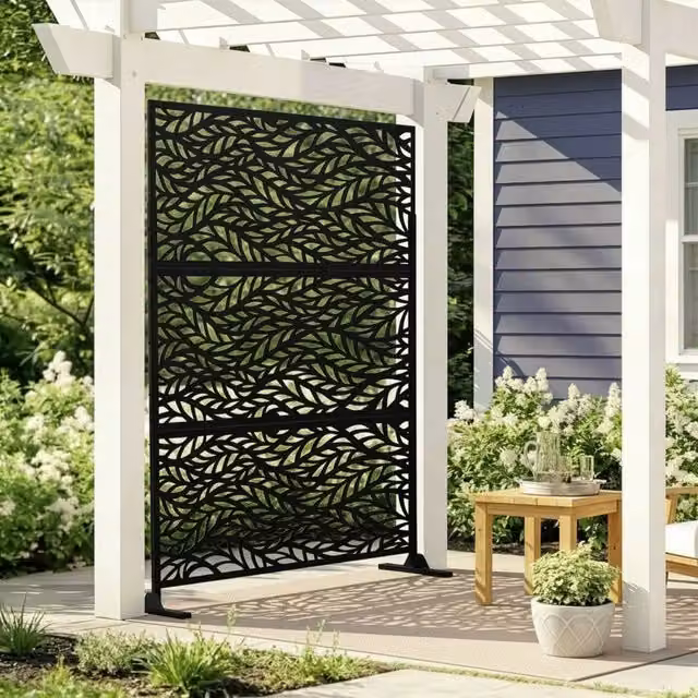 Pannello Divisorio Decorativo in Acciaio Zincato Nero casa.pro H: 180 cm, L: 90 cm, P: 40 cm