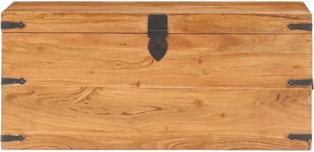 Baule in legno di acacia e metallo vidaXL, stile rustico, marrone, L 90 x P 40 x H 40 cm