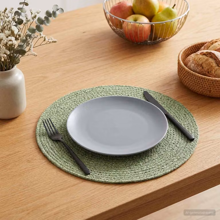 Set di 12 sottobicchieri rotondi vidaXL in juta verde oliva