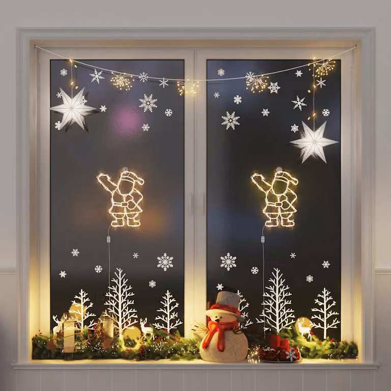 Set di 2 Luci di Natale Babbo Natale vidaXL con 35 LED Bianco Caldo