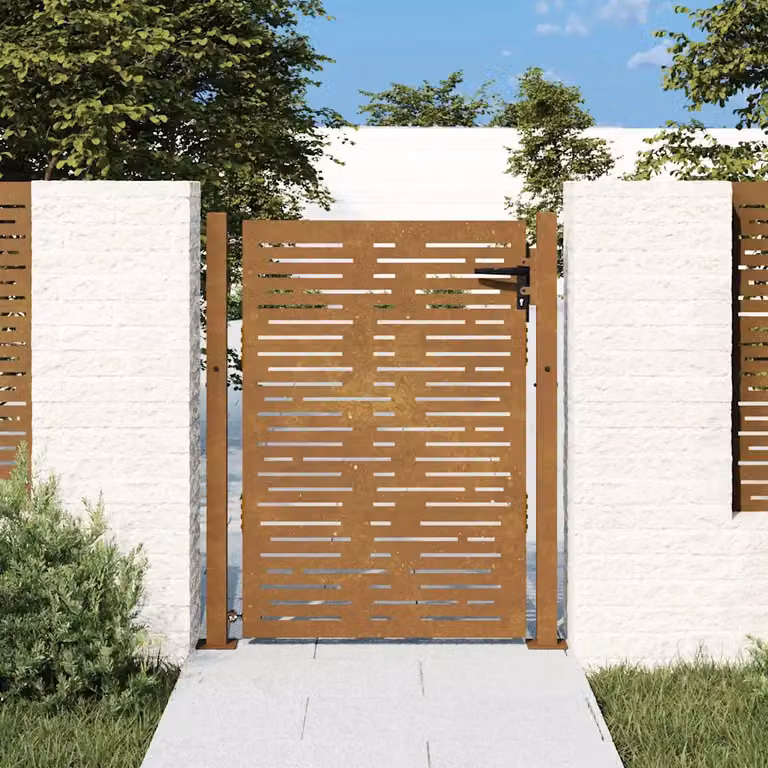 Cancello singolo da giardino vidaXL in acciaio Corten marrone L: 110 cm, H: 125 cm