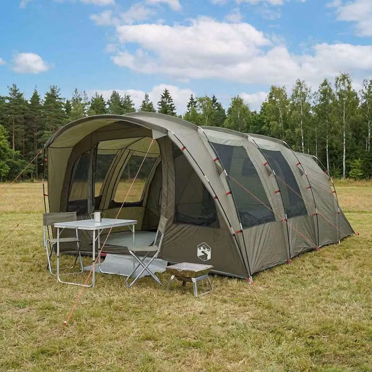 Tenda a tunnel vidaXL Verde Oliva in poliestere e acciaio L: 427 cm, P: 315 cm, H: 178 cm