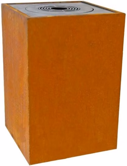 Braciere da giardino e barbecue con griglia e foro per wok Outinfire Q1 Corten arancione con copertura protettiva in acciaio inox