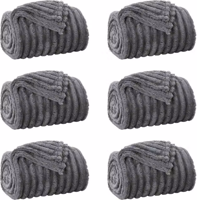 Set di 6 coperte in pile grigio scuro L 270 cm x P 240 cm