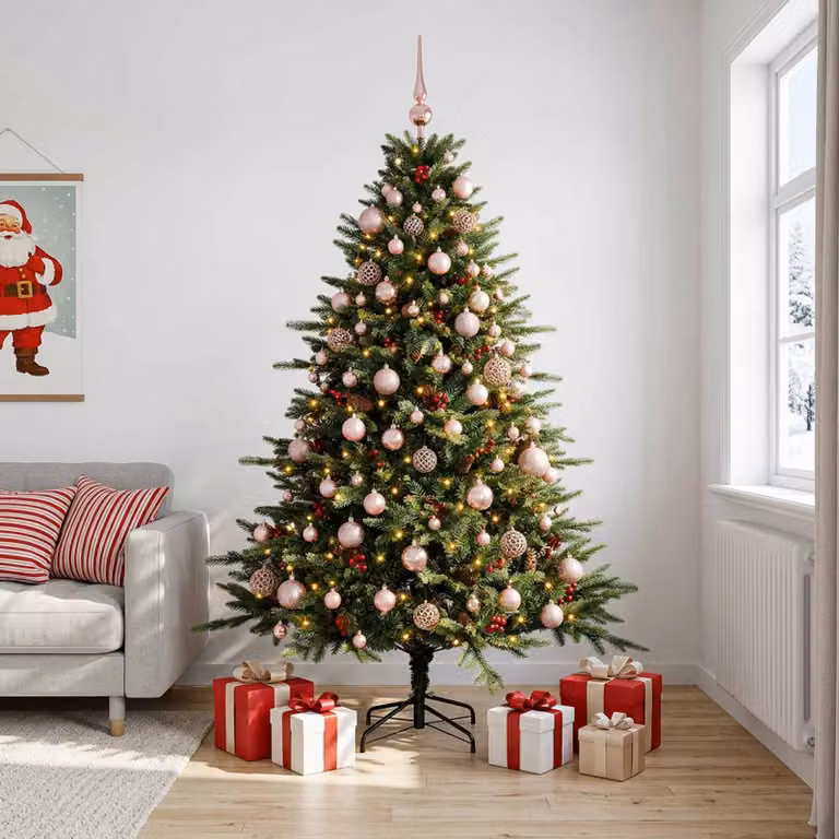 Albero di Natale artificiale verde vidaXL con 300 LED luce bianca calda, Altezza: 180 cm