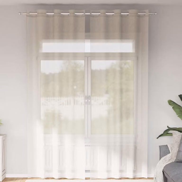 Set di 2 tende in voile semi-trasparenti vidaXL color beige con occhielli, L: 140 cm, H: 260 cm
