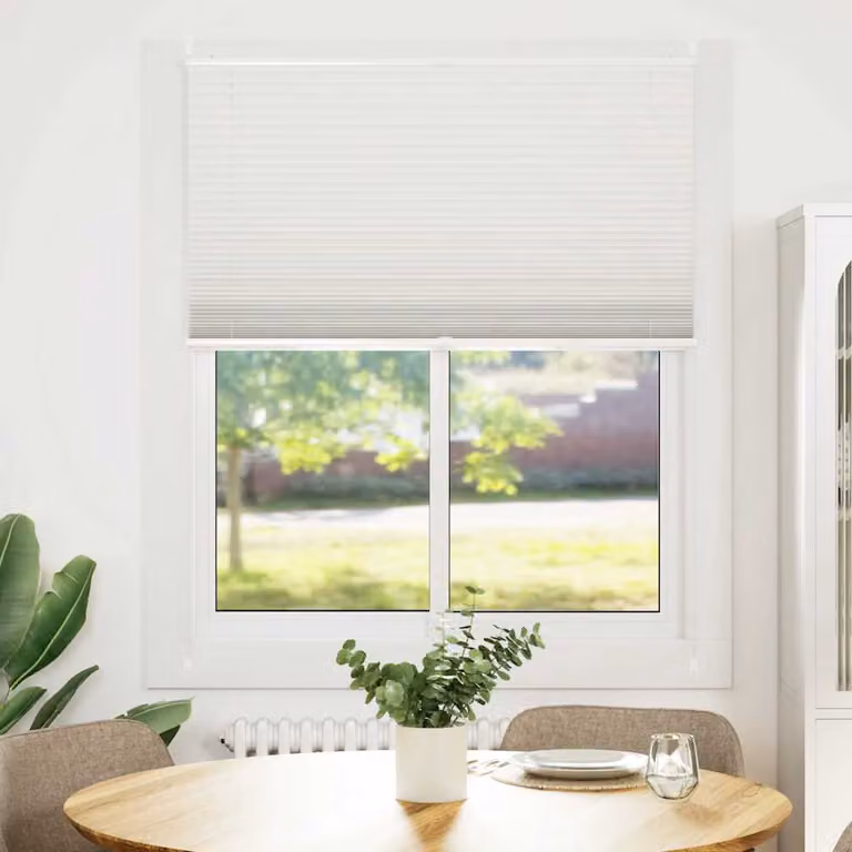 Tenda plissè bianca vidaXL, resistente ai raggi UV, semi-trasparente, L: 110 cm, H: 100 cm