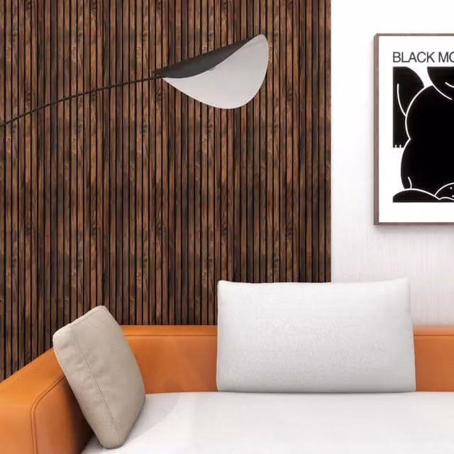 Set di 18 pannelli murali 3D Boxtel NEU.HOLZ con effetto legno noce in polistirene autoadesivo per soggiorno e camera da letto, colore marrone