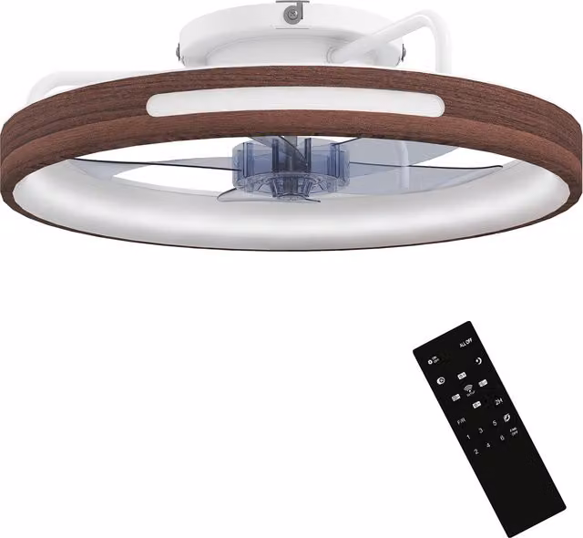 Ventilatore da Soffitto HOMCOM con Luce LED da 40 W, Motore DC Reversibile, Telecomando, 6 Velocità, 3 Colori e Timer, Colore Teak Brown