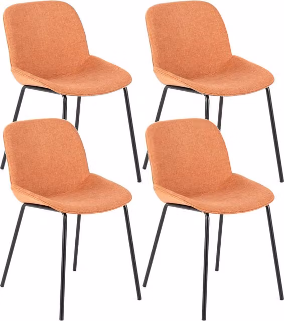 Sedia da pranzo E-Stylo con seduta e schienale in tessuto ruggine, struttura in polipropilene e gambe in metallo nero, L: 57 cm, P: 46 cm, H: 80 cm