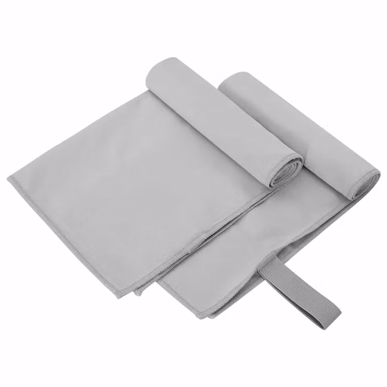 Set di 2 asciugamani sportivi vidaXL in microfibra grigi, L 50 cm x P 30 cm