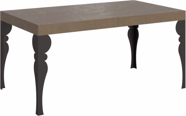 Tavolo da pranzo allungabile Itamoby moderno con piano in MDF laminato tortora e gambe in metallo antracite L/P: 160-420 x 90 cm