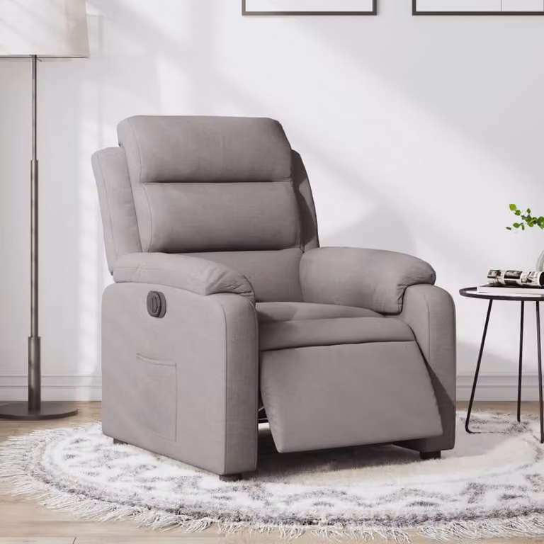 vidaXL Poltrona Elettrica Reclinabile in Tessuto Beige e Grigio con Braccioli