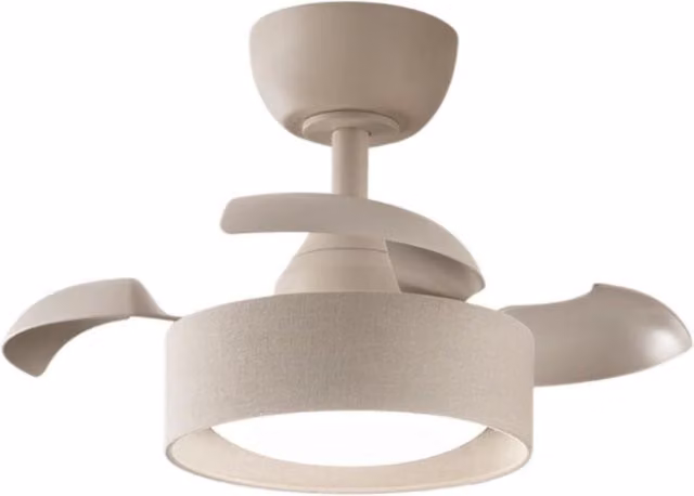 Ventilatore da Soffitto Perenz con Luce LED Integrata 22W e Pale a Scomparsa in Acrilico, Colore Sabbia, Motore DC 40W, Diametro: 55 cm