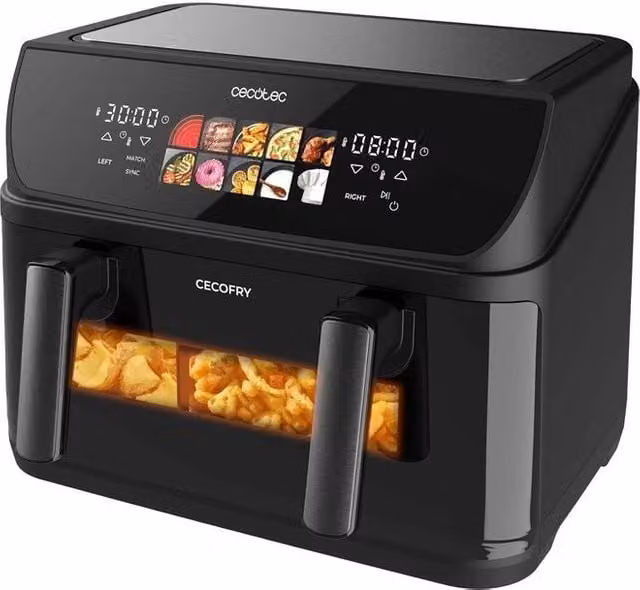 Cecotec CECOFRYandGRILL DUOHEAT 10000 Friggitrice ad aria da 10 L, 2800 W, 10 Programmi con Display Touch, Nero