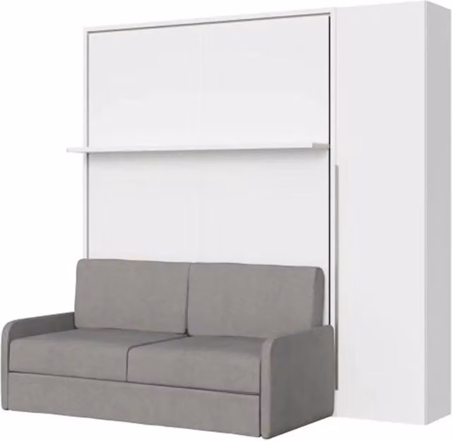 Letto matrimoniale a scomparsa Versia Kivio con divano e armadio bianco 140x200 cm