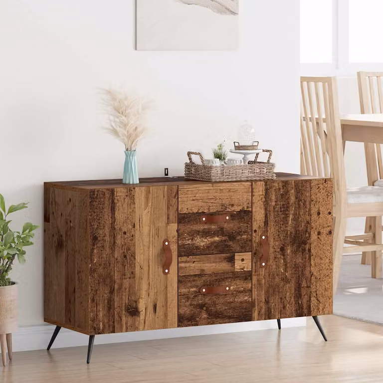 Credenza moderna vidaXL in legno ingegnerizzato e metallo, colore marrone, L 100 x P 36 x H 60 cm