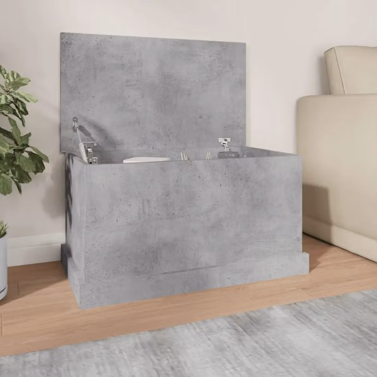 vidaXL Contenitore in Legno Multistrato Grigio Cemento L 70 cm x P 40 cm x H 38 cm