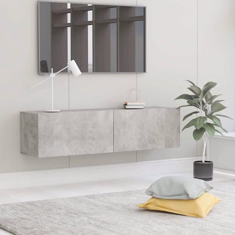 Mobile Porta TV Moderno vidaXL Grigio con Ruote in MDF L/P/H: 120 x 30 x 30 cm