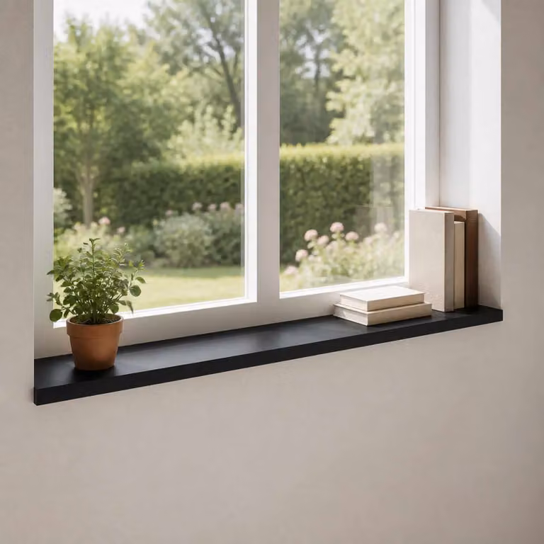 Set di 2 soglie per finestre vidaXL in faggio colore nero L 110 cm x P 40 cm x H 2 cm