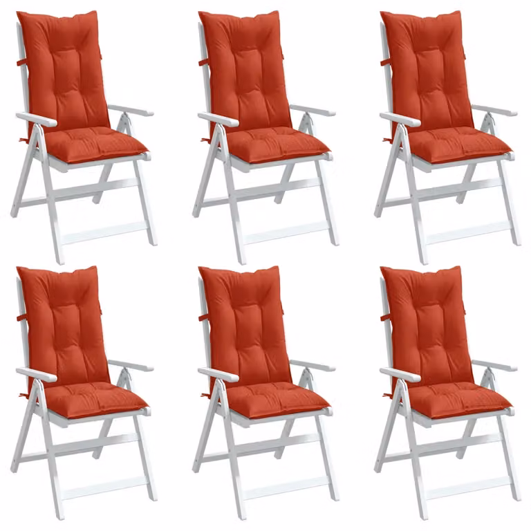 Set di 6 cuscini per sedia con schienale alto vidaXL, colore rosso mélange, in tessuto di poliestere, L: 120 cm, P: 50 cm, H: 5 cm