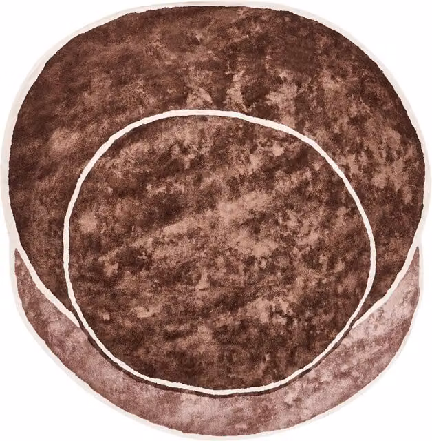 Tappeto rotondo Beliani in lana e viscosa con motivo geometrico, marrone e marrone chiaro, stile moderno e glamour, Diametro: 200 cm