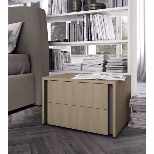 Comodino moderno Chic Colombini Casa in legno beige con cassetti soft close, L: 45,0 cm, P: 34,5 cm, H: 54,6 cm