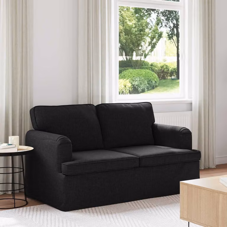 vidaXL Divano Nero in Tessuto con Struttura in Metallo L: 144 cm, P: 80 cm, H: 85 cm