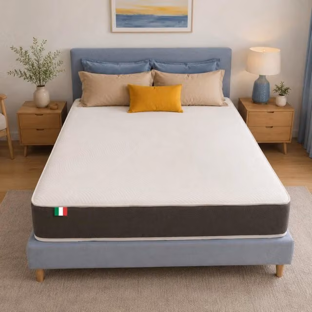 Materasso Ibrido Comfy Line Essential in Memory Foam Bianco L/P/H: 150 x 190 x 20 cm con Regolazione della Temperatura