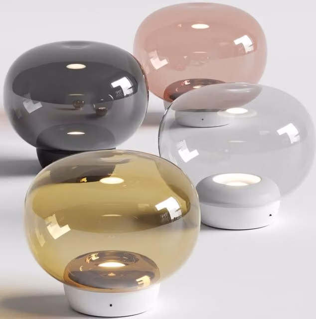 Stilnovo La Marièe Lampada da tavolo in vetro trasparente e finitura oro/ottone con tecnologia LED dimmabile