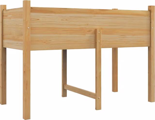 Orto rialzato Outsunny in legno di abete marrone con sacca in tessuto non tessuto e 2 fori di drenaggio, L: 115 cm, P: 55 cm, H: 80 cm