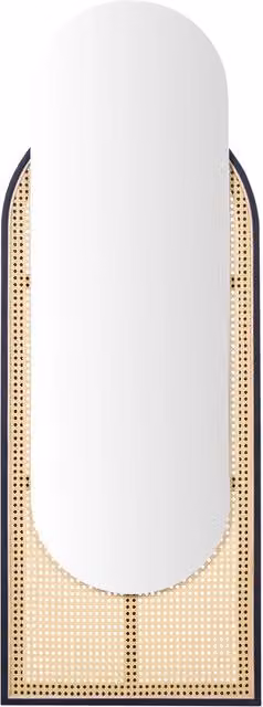 Specchio da parete ovale BELIANI con cornice in rattan e metallo nero e marrone, L: 53 cm, H: 143 cm