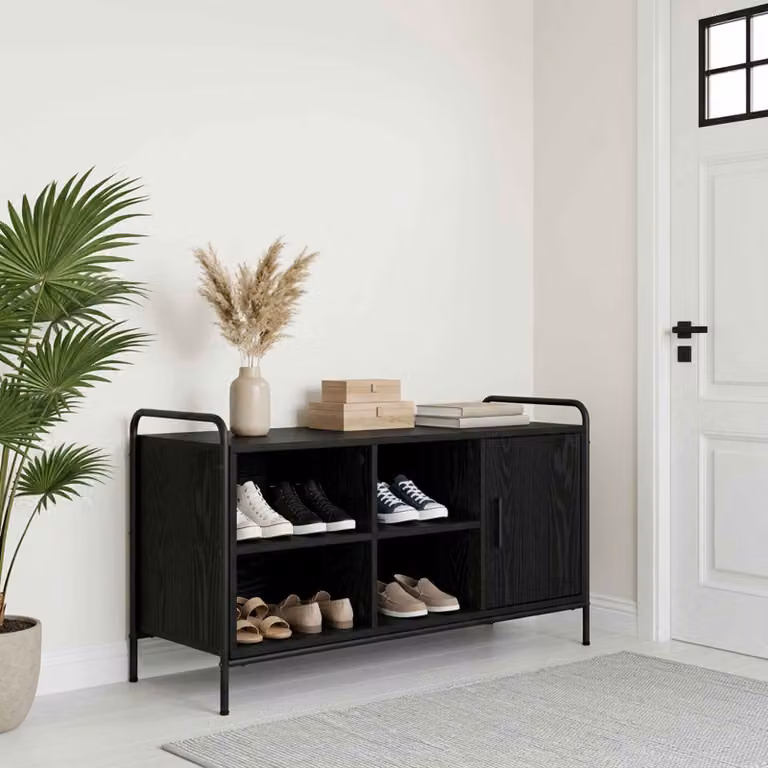 Mobile porta scarpe vidaXL moderno in legno e metallo nero L: 100 cm, P: 39,5 cm, H: 55,5 cm