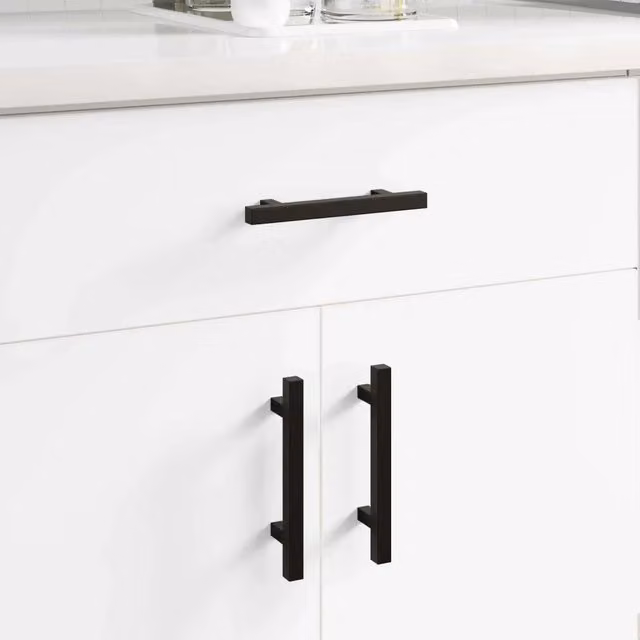 Maniglia per Armadio vidaXL in Acciaio Inox Nero Opaco L: 15,0 cm, P: 3,52 cm, H: 1,23 cm