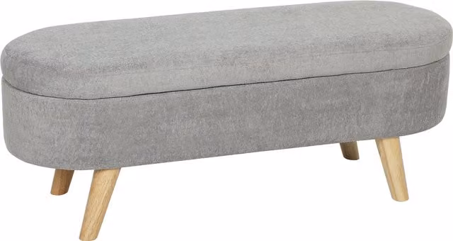 Panca da letto HOMCOM con seduta imbottita in velluto teddy e gambe in legno, pouf contenitore moderno, L 110 x P 40 x H 43 cm, Grigio Chiaro