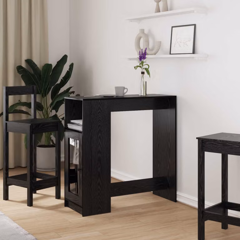 vidaXL Tavolo da bar moderno rettangolare in legno nero L: 101 cm, P: 40 cm, H: 103,5 cm