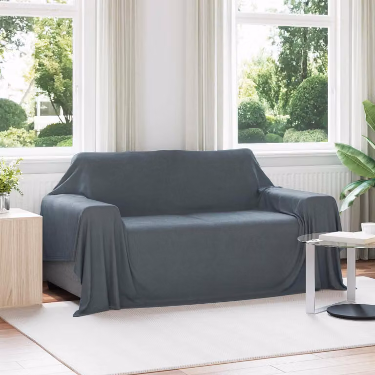 Set di 6 coperte in pile vidaXL grigio scuro, morbide e facili da curare, L: 280 cm, P: 210 cm