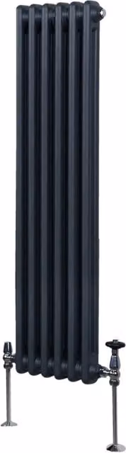 Termosifone Radiatore a 2 colonne in acciaio per riscaldamento centralizzato verticale MONSTER SHOP Grigio Antracite H: 150 cm, P: 29,2 cm