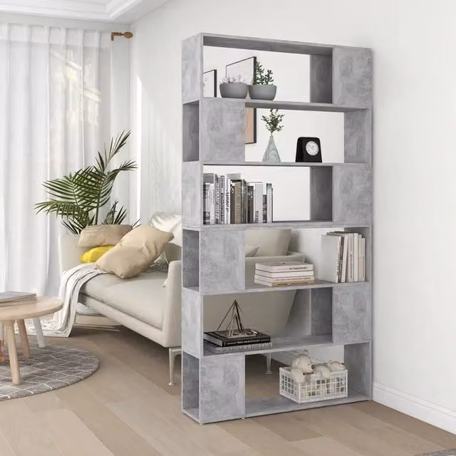 Libreria divisorio vidaXL in legno grigio opaco L: 100 cm, P: 24 cm, H: 188 cm