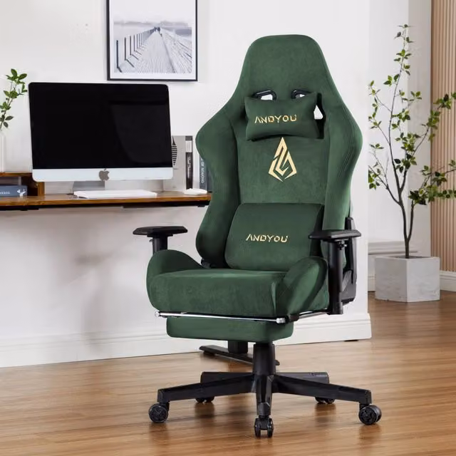 Sedia Gaming Xylo Verde con Poggiapiedi e Supporto Cervicale Regolabile e Girevole