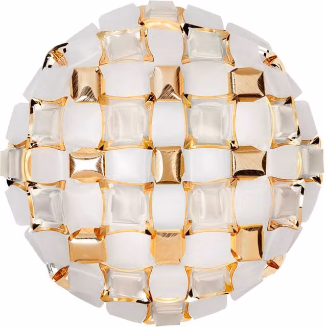 Plafoniera e applique Slamp Mida con design in vetro bianco e finiture oro/ottone per lampadine E27 LED
