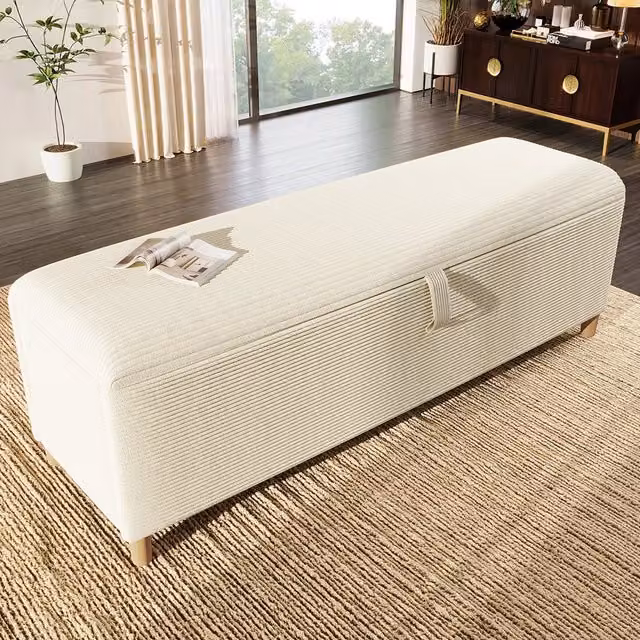 Banquette letto con contenitore Xylo beige in tessuto spigato L: 145 cm, P: 38 cm