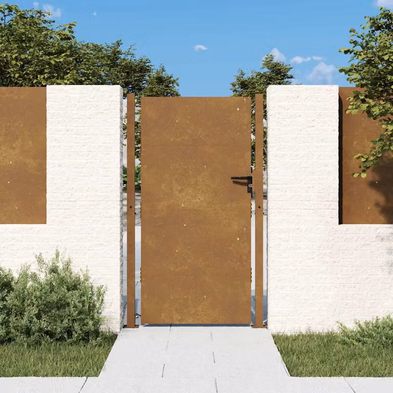 Cancello singolo da giardino vidaXL in acciaio color marrone L: 110 cm, H: 205 cm