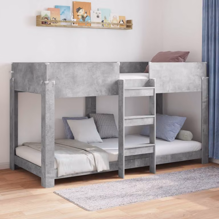 Letto a Castello per Bambini vidaXL in Legno Grigio 90 x 200 cm