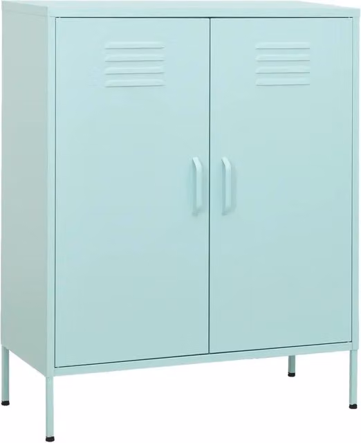 Mobile contenitore moderno da parete HELLOSHOP26 in metallo verde opaco L: 80 cm, P: 35 cm, H: 101,5 cm
