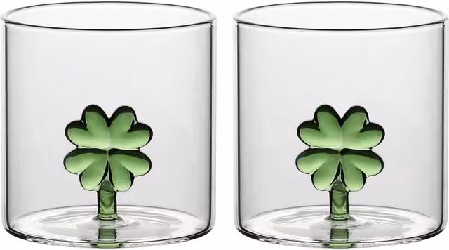 Set di 2 bicchieri per acqua Thun in vetro trasparente con decorazione floreale