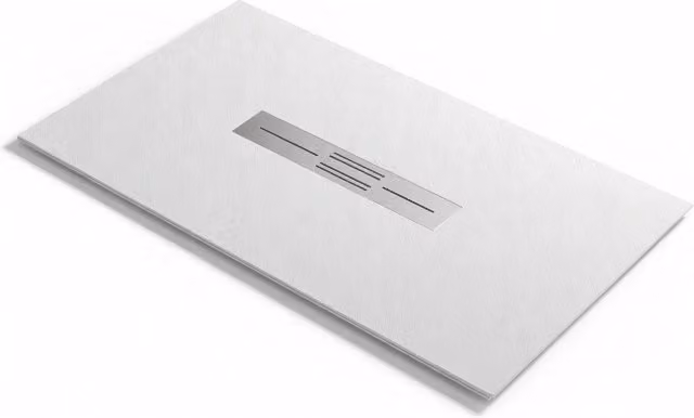 Piatto doccia rettangolare in resina mineral cast MALIBU colore bianco con effetto pietra e scarico centrale L: 120 cm, P: 80 cm