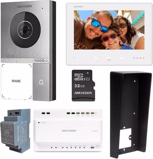 Kit videocitofono smart Hikvision per villa monofamiliare con gestione da remoto tramite app Hik-Connect